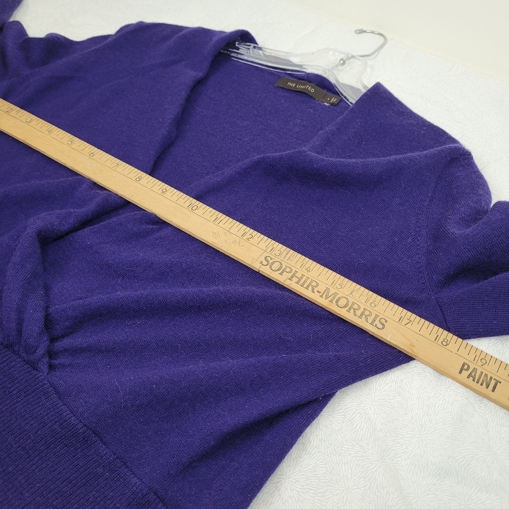 The Limited Deep Purple Crossover Wool Blend Fitted Lightweight Sweater Cozy L - Picture 6 of 10